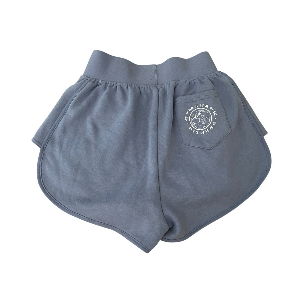 GymShark Womens Legacy Slate Blue Fleece Sweat Shorts Logo Size Small - Picture 3 of 7